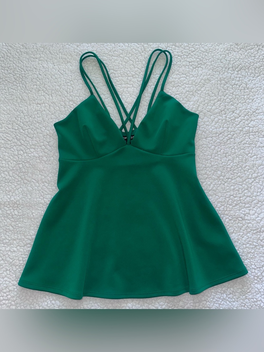 Babydoll cami tank emerald green Y2K style double spaghetti strap v neck M